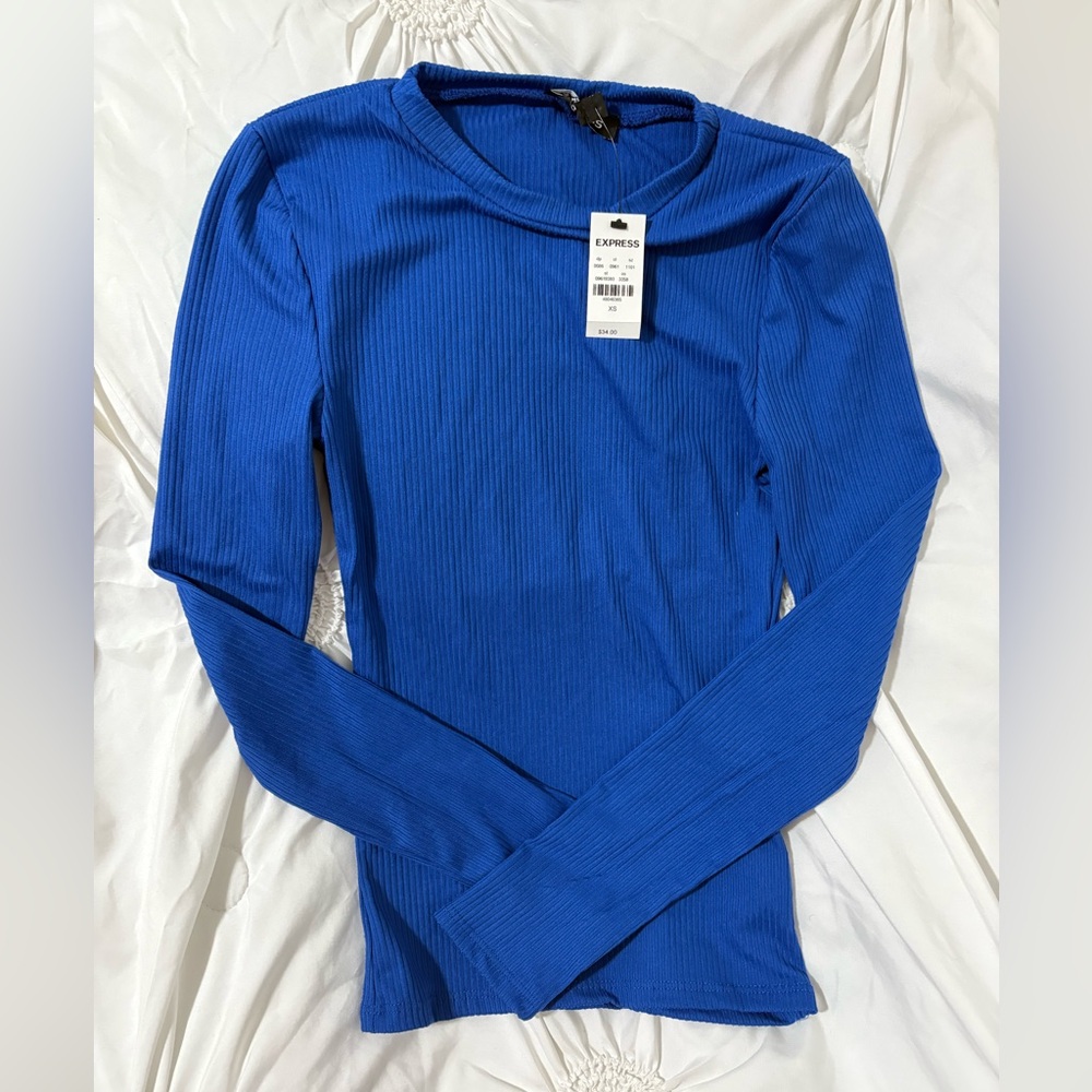 Express Women's Vibrant Blue Long Sleeve Top